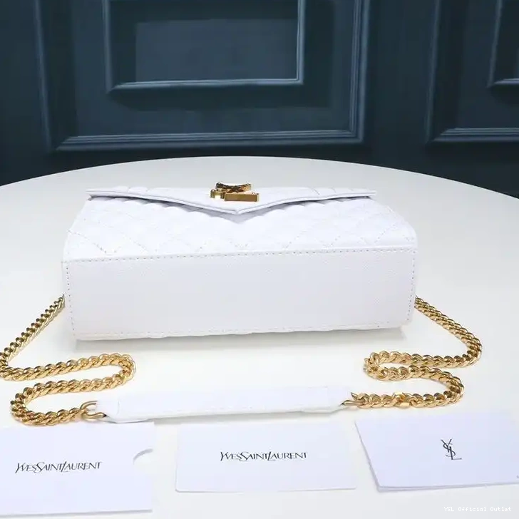 CHEAP In Mixed Leather Envelope White Chain Small Bag Saint Laurent Gold Matelasse Grained 0325